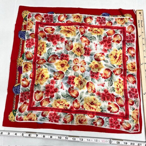 Set of 2 Unused  Cotton Mini Scarf 18" Oscar Dela Renta , 22" Celine Parise(29 - Picture 7 of 13